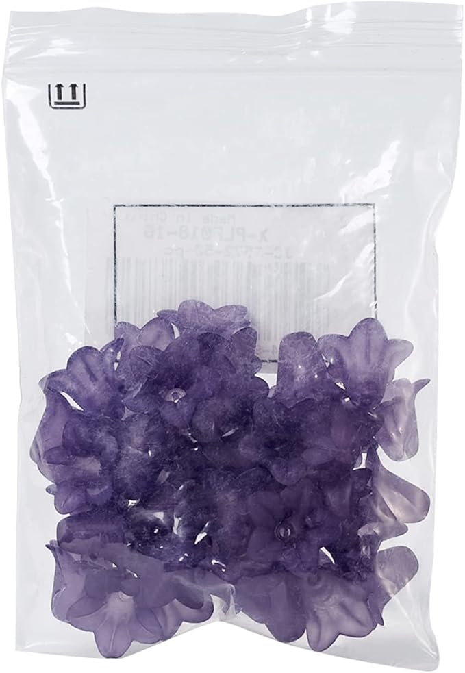 Crafans 50Pcs Frosted Acrylic Flower Beads 17.5x12x1.5mm Transparent Floral Pendants Clear Flower Bead Caps Loose End Spacer Beads for Jewelry Making (Indigo)