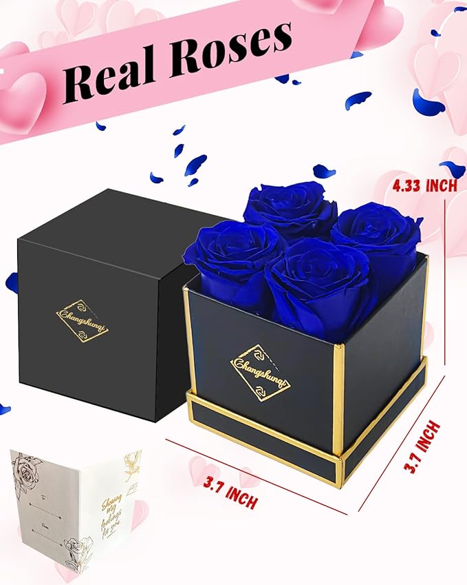 Changshunqi Forever Flowers, Preserved Real Roses in Box Lasting 2-3 Years, Preserved Flowers Birthday Gifts for Womem Mom Her,Anniversary Eternal Flowers Gifts for Mother Women Friends