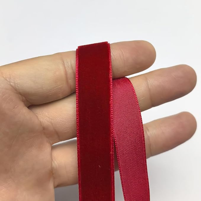 Chenkou Craft Christmas Red 25 Yards 5/8" Velvet Ribbon Lots Bulk (Red, 5/8"(15mm))