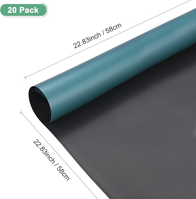 M METERXITY 20 Sheets Flower Wrapping Paper Bouquet, 23 Inch Double-Sided Gray Blue & Gray BOPP Waterproof Floral Wrapping Paper Flower Packaging DIY for Wedding/Party/Gift Bouquet Wrap Paper