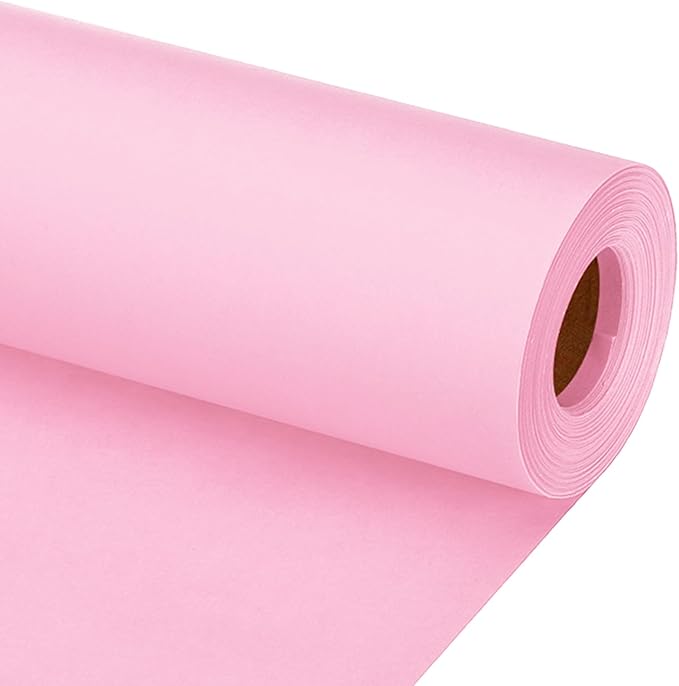 PATIKIL Wrapping Paper, 12"x800"(66') Bulletin Board Paper Roll Kraft Paper Roll Construction 80GSM for Shipping Packing Gift Wrapping Craft Flower Bouquet Christmas, Pink