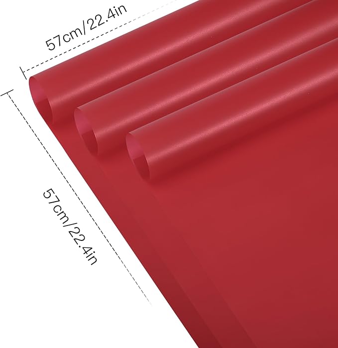WRAPAHOLIC 20 Sheets Flower Wrapping Paper - 22.4 x 22.4 inch Pure Bright Red Water-Resistant Floral Bouquet Wrapping Paper, Florist Supplies Packaging for Wedding Birthday Gift DIY