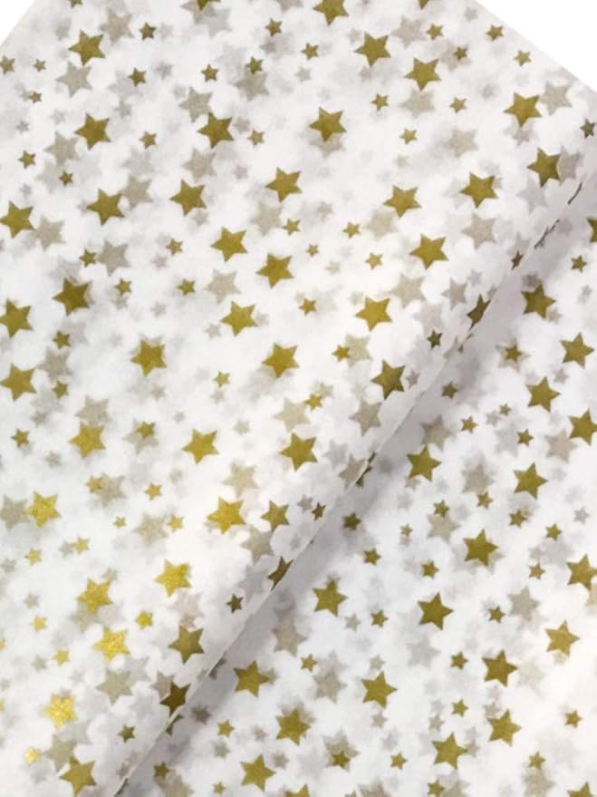 Ocean Tides 75 Sheets (14 x 20 Inches) Christmas Wrapping Paper – Gift Wrapping Tissue Paper Bulk for Crafts, Birthdays, & Holidays – Colored Tissue Papers for Gift Bags & Decorations, Gold Stars
