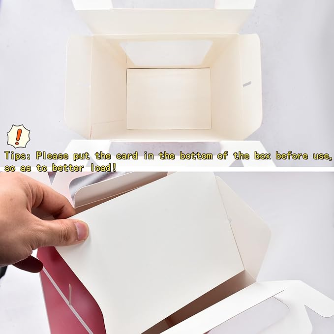Enorteen 12 Pcs Clear Gift Bags with Transparent Window Gift Boxes Candy Boxes Tote Paper Bags Flower Boxes Bouquet Bags for Bridal Shower Present Festivals Party (Red)