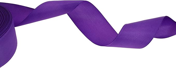 Solid Grosgrain Ribbon 25 Yard Each Roll 100% Polyester Woven Edge (1/1-2", Purple)