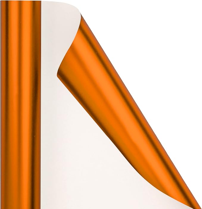 RUSPEPA Orange Wrapping Paper - Solid Color Matte Metallic Gift Wrap Paper Rolls Perfect for Wedding, Birthday, Christmas, Baby Shower, Autumn, Halloween, Pumpkin - 17 Inches X 32.8 Feet