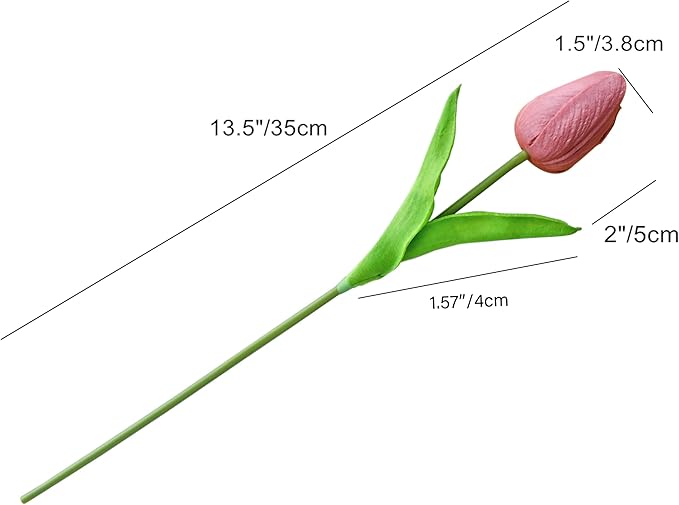 Mandy's Artificial Tulips 20 Stems Mauve PU Faux Flowers for Thanksgiving and Christmas Decorations Wedding Home Decor 13.5 Inch