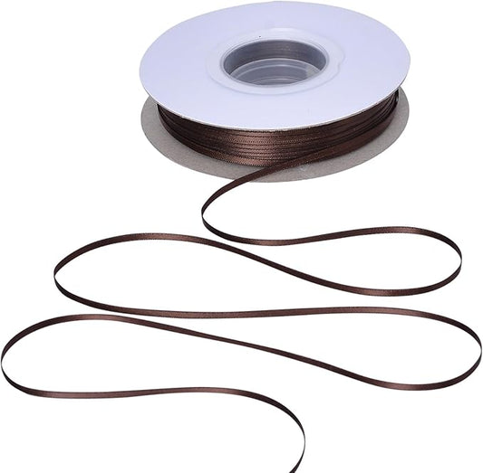 YAMA Brown Double Faced Satin Ribbon 1/8 Inch 100 Yards Brown Satin Ribbon for Gift Wrapping Crafts Hair Bows Wedding Party Decoration