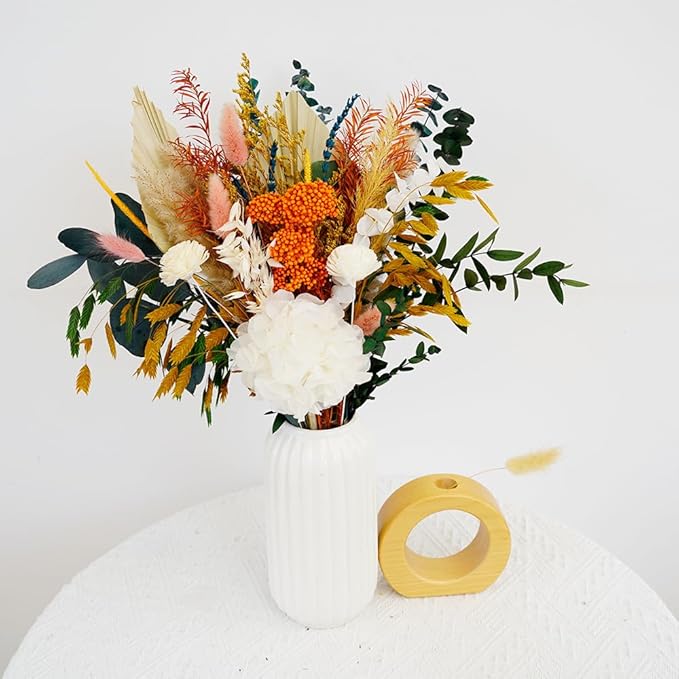 Natural Dry Bouquets, Mixed Preserve Bouquet, Dried Pampas Grass, Palm Leaf, Preserve Hydrangea, Etc., Bohemian Home Office Wedding Decoration, DIY Flower Arrangement