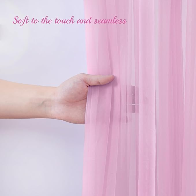10x8ft Baby Pink Tulle Backdrop Curtain with Lights String for Parites, Sheer Backdrop Curtains for Wedding Baby Shower Birthday Party Photo Shoot Decorations