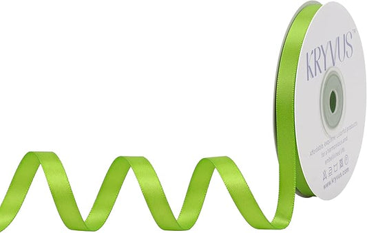 Apple Green Satin Ribbon, Double Faced 3/8 Inch X 25 Yards Apple Green Ribbon, Premium Satin Ribbon for Gift Wrapping, Crafts, Hair Bow Making, Sewing, Flower Bouquet, Wedding Party Decor