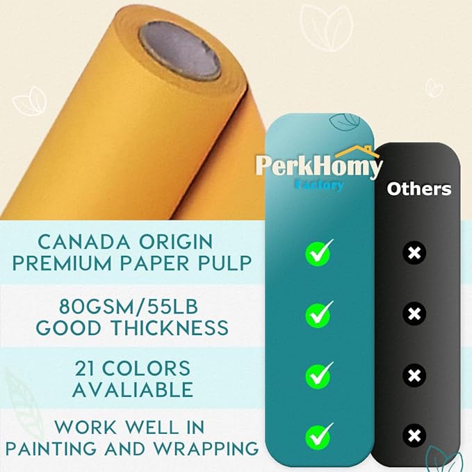 PerkHomy Orange Kraft Paper Roll 36" x 1,800" (150') for Gift Wrapping Bouquet Flower Art Painting Craft Writing Packaging Shipping 80GSM 55LB (Orange, 36" x 150')