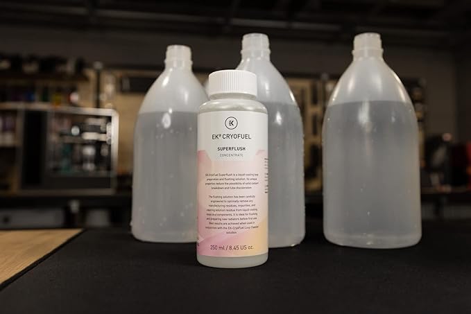 EKWB EK-CryoFuel Loop Cleaner Concentrate, Superflush Concentrate, and Filling Bottle Combo