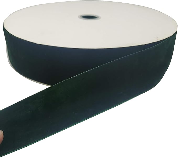 10 Yards Velvet Ribbon Spool (Dark Green, 2")