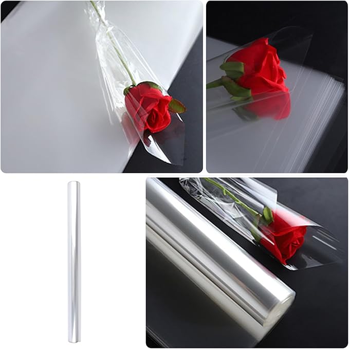 VALICLUD Clear Cellophane Wrap Roll Thick Transparent Flower Wrapping for Bouquets Baskets Packaging Arts and Crafts Supplies