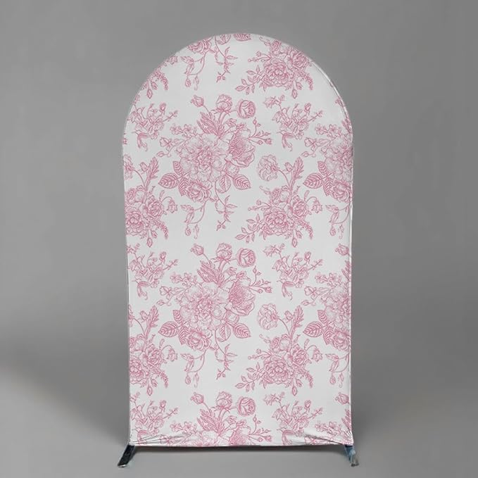 Arch Backdrop Cover Baby in Bloom Baby Shower Arch Stand Spandex Fabric Cover Blue Flowers Floral Pink Bows Girls Birthday Party Baptism Decorations (3X5ft,G-4029)