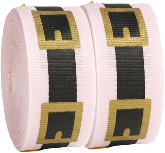 Pink Santa Belt Ribbon 1 Inch 20 Yards Pink Merry Christmas Vintage Fabric Craft Ribbon for Christmas Gift Wrapping Wreath Bow DIY Crafts Supplies (Pink Santa Belt)