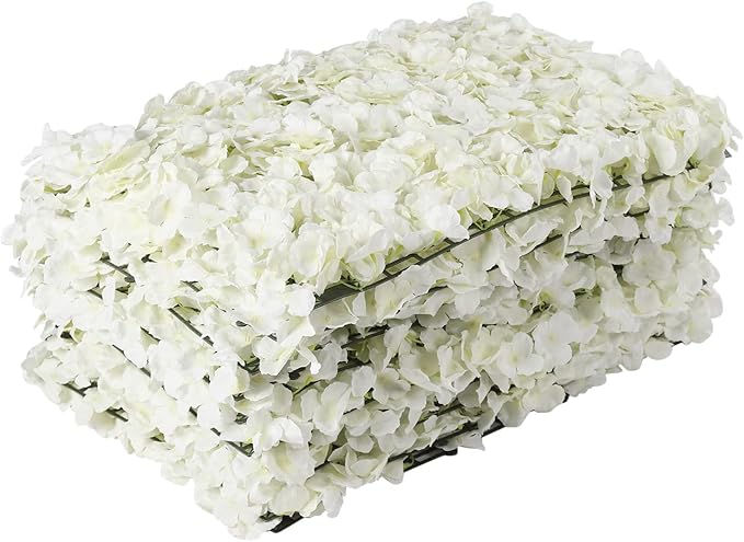CNCEST 20Pcs Flower Panels,15.7"x 23.6" Artificial Flower Wall Panel, Milky-White Flower Backdrop Wall for Home Party Wedding Christmas Festival Photo Backdrop Decor (Milky White-40x60cm)