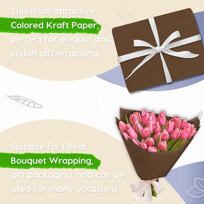 PerkHomy Coffee Kraft Paper Roll 48" x 3,600" (300') for Gift Wrapping Bouquet Flower Art Painting Craft Writing Packaging Shipping 80GSM 55LB (Coffee, 48" x 300')