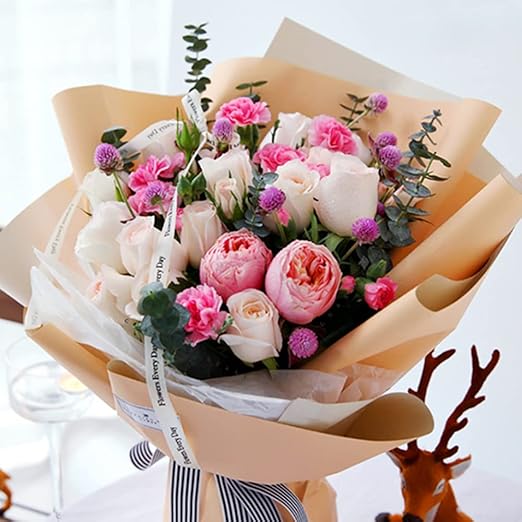 BBJ WRAPS Double Color Flower Wrapping Paper Waterproof Florist Bouquet Packaging Wraps 20 Sheets 23.6x23.6 Inch (Grey)