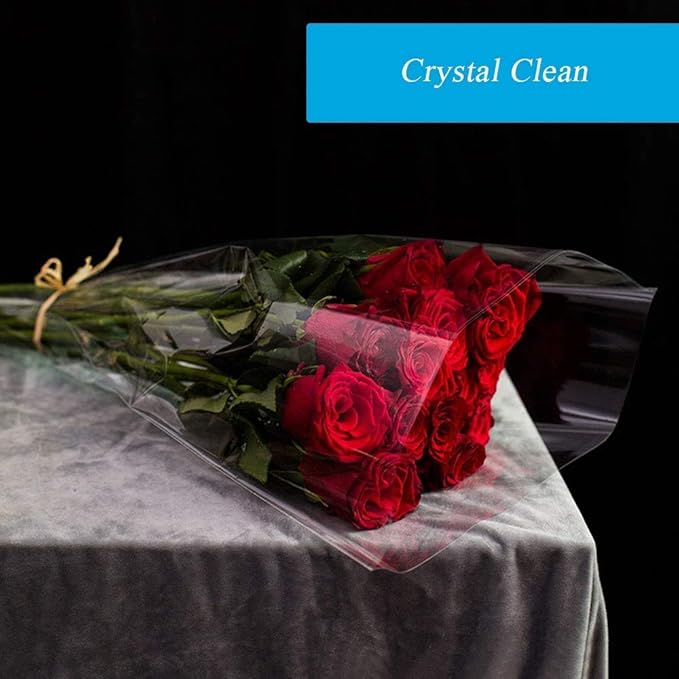 JOYIT 100 ft Clear Cellophane Wrap Roll (31.5 in x 100 ft) - 3 Mil Thicken Cellophane Roll,Cellophane Bags Large,Wrapping Paper for Flower Gift Baskets Wrap (31.5" fold into 16")