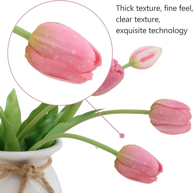 Artificial Flowers 20pcs Fake Tulips Real Touch, Faux Latex Tulips Flowers with Gift Box Soft Faux Tulips Bouquets Arrangements for Party Wedding Home Room Decoration(Light Purple)