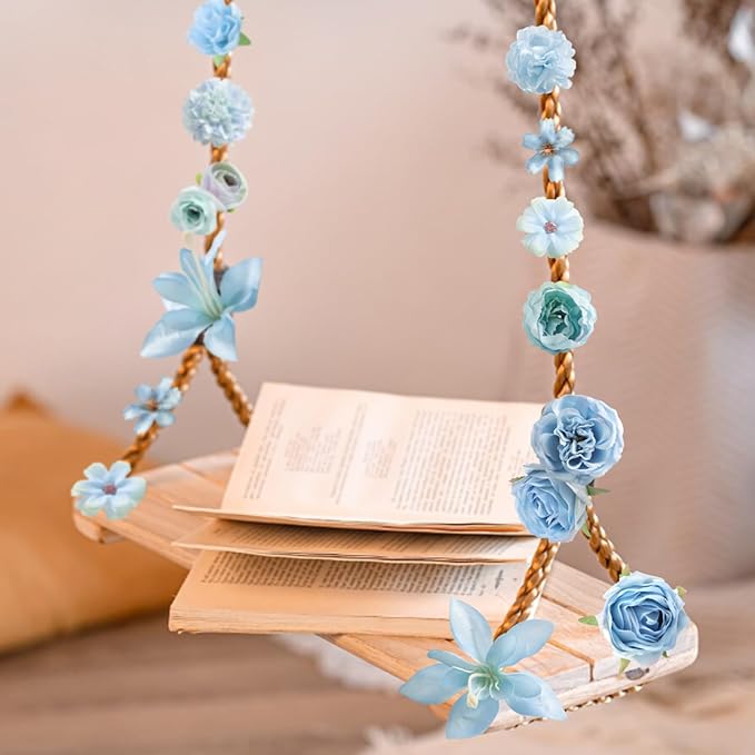 Fake Flower Heads for Crafts - Blue Silk Artificial Roses, Peonies, Daisies & Mini Floral Heads Bulk (48-Pack) for Wedding Decor, Graduation Cap, Cake Topper, Baby Shower, Home Decoration