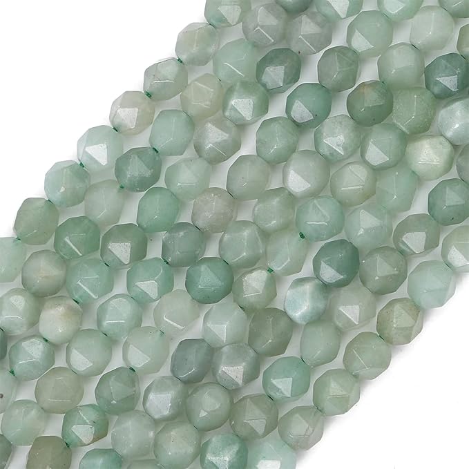 Faceted Natural Green Aventurine Jade Stone Round Beads 6mm 36cm/Strand for Jewelry Making