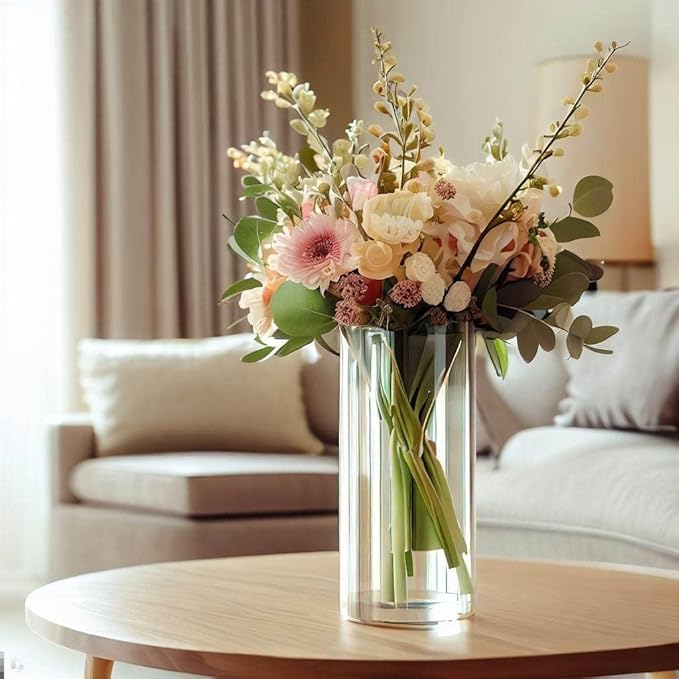 12 Pack Clear Glass Cylinder Vases for Centerpieces - Floating Candle Vases Holder - 8" Hight Perfect for Weddings and Events