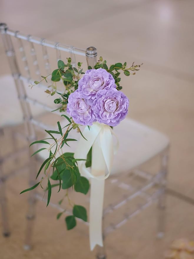 6Pcs Ranunculus Artificial Flowers 19.7’’ Purple Faux Peonies Silk Ranunculus Flowers for Bouquet Vase Table Centerpiece Home Wedding Party Garden Decoration(Purple)