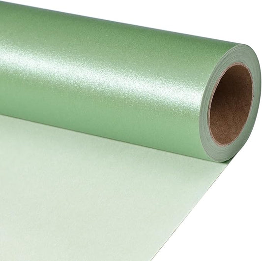 LaRibbons Sage Green Wrapping Paper, Mini Roll-17 Inch x 33 Feet Solid Color Pearly-Lustre Gift Wrapping Paper Rolls for Wedding, Christmas, Valentine's Day, Birthday, Bridal Shower, Baby Shower