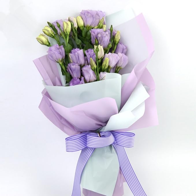 BBJ WRAPS Blue Flower Wrapping Paper Floral Wrapping Paper for Bouquets Gift Packaging Supplies 20 Counts (Water blue)