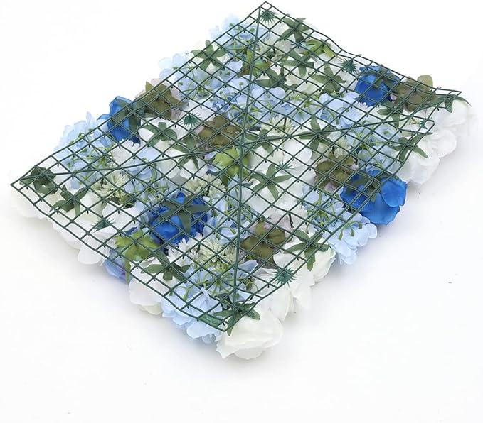 Eapmic 15.74"x 23.62" Artificial Flower Wall Panels,Flower Wall Mat Silk Flower Panels for Outdoor Garden Backyard Fence Fence Privacy Screen and Indoor Wall Decor (6Pcs White+Blue)