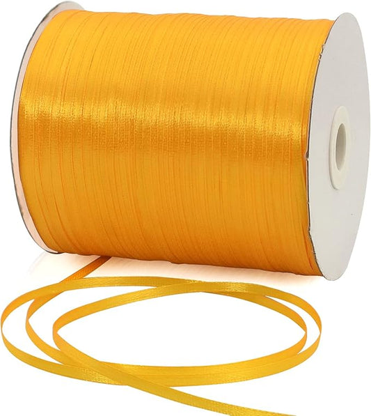 TONIFUL 1/8 Inch x 870 Yards Gold Thin Solid Satin Ribbon Giant Spool Double Face Woven Polyester Ribbons for Crafts Hanging Tags Invitation Card Balloons Hair Gift Wrapping Party Decoration