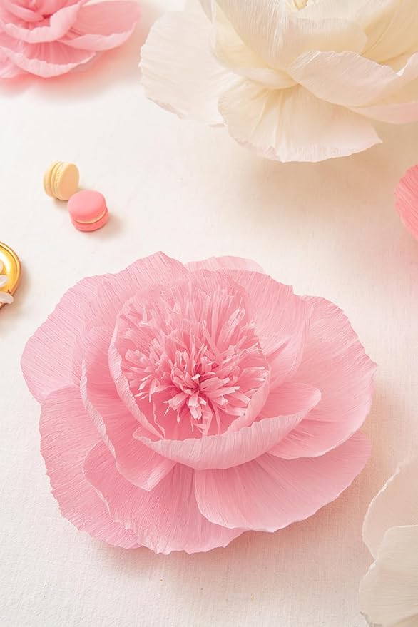 Crepe Paper Flowers Decoration for Wall, Flowers for Wedding Flower Backdrop Decor,Baby Shower,Birthday Party,Photo Backdrop,Archway Decor, Nursery Wall Decor (Rose Red+White+Pink;Set/6)