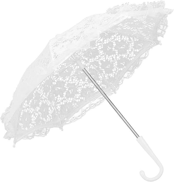 Hilitand Lace Umbrella White Embroidery Fashion Romantic Wedding Party Photography Decoration Umbrella Lightweight Mesh Parasol Lace Umbrella
