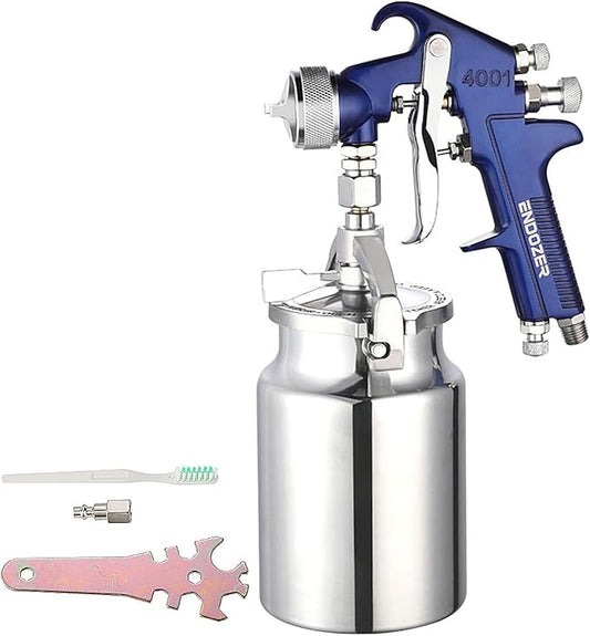 ENDOZER Professional Siphon Feed Spray Gun for Paint, Red Handle, 34 oz -1.8mm Nozzle for a Variety of Low Viscosity Paints（Blue）
