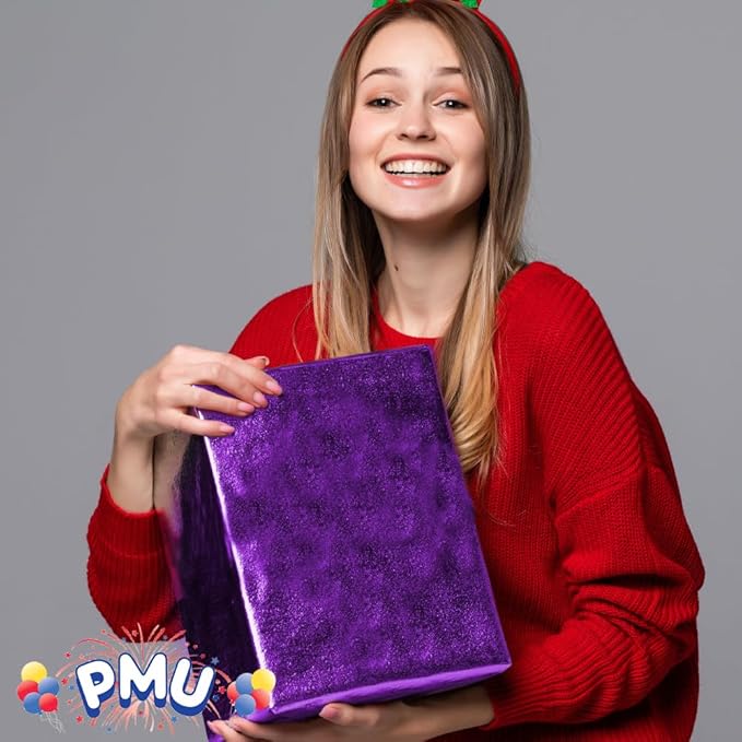 PMU (2 Gift Wrap Mylar Roll Metallic Purple 2-sided, 24 Inches X 8.3 Ft Roll 1.4 Mil Highly Reflective Mylar Film, Great for Gifts, Birthdays, Christmas, Baskets, Arts & Crafts