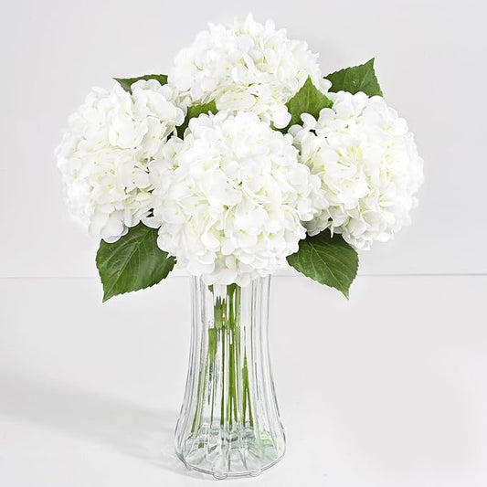 6 Pcs White Hydrangea Artificial Flowers, Latex Real Touch Hydrangea Flowers, 19.6'' Full Faux Hydrangea Flowers Fake Flowers for Home Decor Party Wedding Centerpiece Bouquet Floral Arrangements