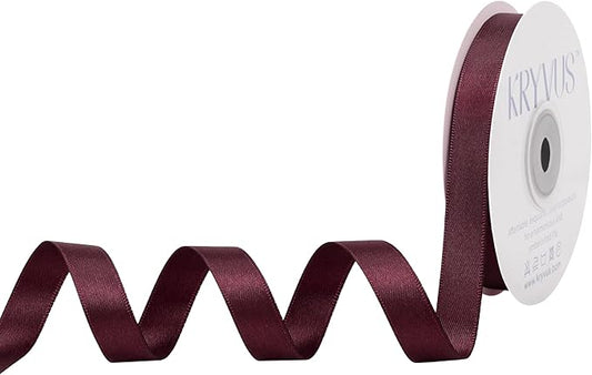 Burgundy Satin Ribbon, Double Faced 1/2 Inch X 25 Yards Burgundy Ribbon, Premium Satin Ribbon for Gift Wrapping, Crafts, Hair Bow Making, Sewing, Flower Bouquet, Wedding Party Decor