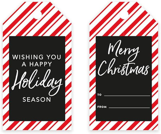 Andaz Press Christmas Holiday Season Classic Gift Tags, Merry Christmas to from and Wishing You A Happy Holiday Season, Candy Cane Striped Design, for Holiday Events, Parties, and Favors, 60-Pack