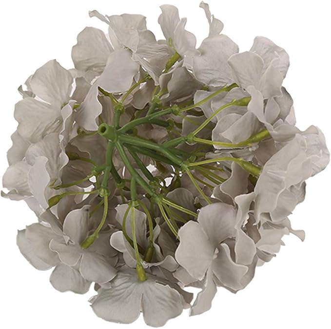 Flojery Silk Hydrangea Heads Artificial Flowers Heads with Stems for Home Wedding Decor,Pack of 10 (Gray)