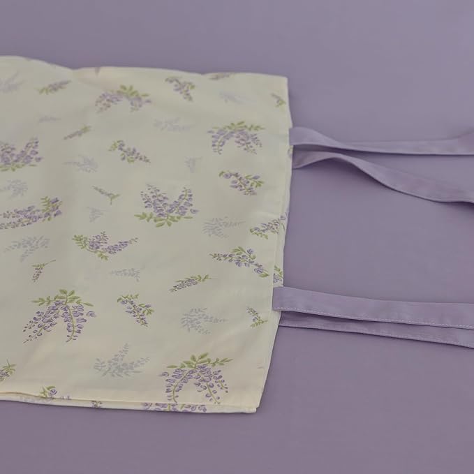 Floral Comforter King Size Fluffy Floral Comforter Set for Girls Women Purple Flower Leaves Bedding Comforter Set 1 Flower Lilac Comforter with 2 Bow Ties Pillowcases All Season King Comforter Set
