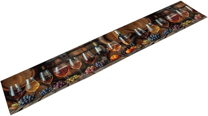 Red Wine Themed Retro Table Runner, Table Dresser Runner, Kitchen Dining Table Runners for Indoor Outdoor Holiday Decor 13x70 in