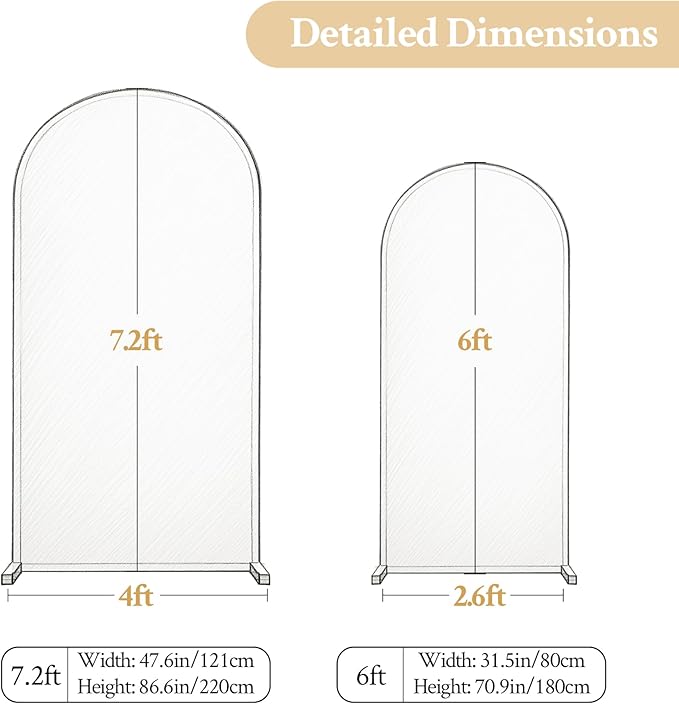 White Arch Backdrop Cover Set of 2 Birthday Party Arch Covers 7.2 and 6ft Wedding Arch Cover Stretchy Backdrop Bridal Baby Shower Birthday Arch Covers Spandex