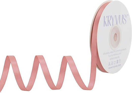 Rose Gold Satin Ribbon, Double Faced 1/4 Inch X 25 Yards Rose Gold Ribbon, Premium Satin Ribbon for Gift Wrapping, Crafts, Hair Bow Making, Sewing, Flower Bouquet, Wedding Party Decor