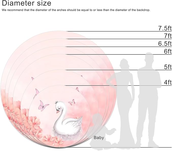 AOFOTO Swan Round Backdrop Pink Floral Butterfly Print Photography Background for Baby Shower Women Newborn Girls Birthday Party Banner Home Wall Decor Photo Studio Booth Props 3.3x3.3ft