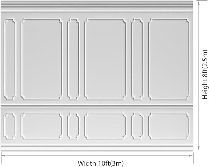 AOFOTO 10x8ft Room Photo Backdrop White Living Room French Classic Frame Wall Photography Background Office Video Conference Meeting Background Adult Children Portrait Photoshoot Backdrop