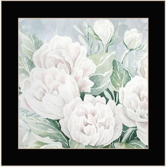 Trendy Decor 4U CIN3002-712 Peaceful Peonies In Full Bloom Wall Art By Cindy Jacobs - Classic Floral 14" H x 14" W