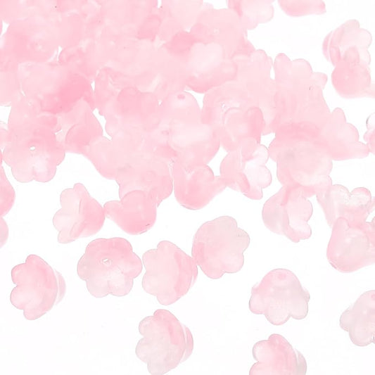 PATIKIL Glass Trumpet Flower Beads, 200 Pcs Gradient Flower Bead Charm for Jewelry Making DIY Craft, Bracelets, Earrings, Necklaces Decorations, Light Pink